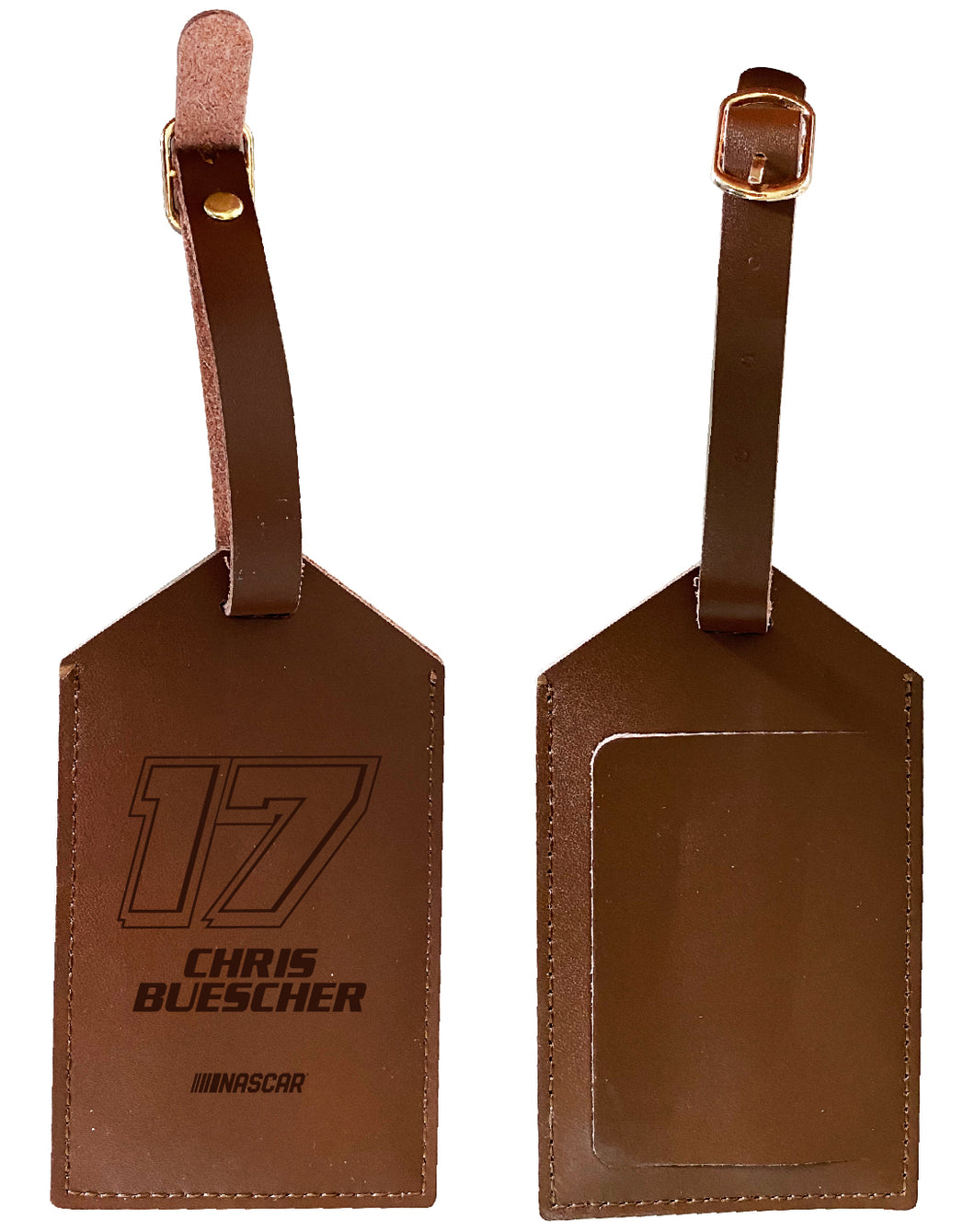 Nascar #17 Chris Buescher Leather Luggage Tag Engraved