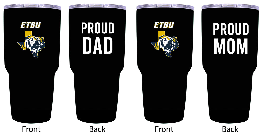 East Texas Baptist University Proud Parent 24 oz Insulated Tumblers Set - Black, Mom & Dad Edition