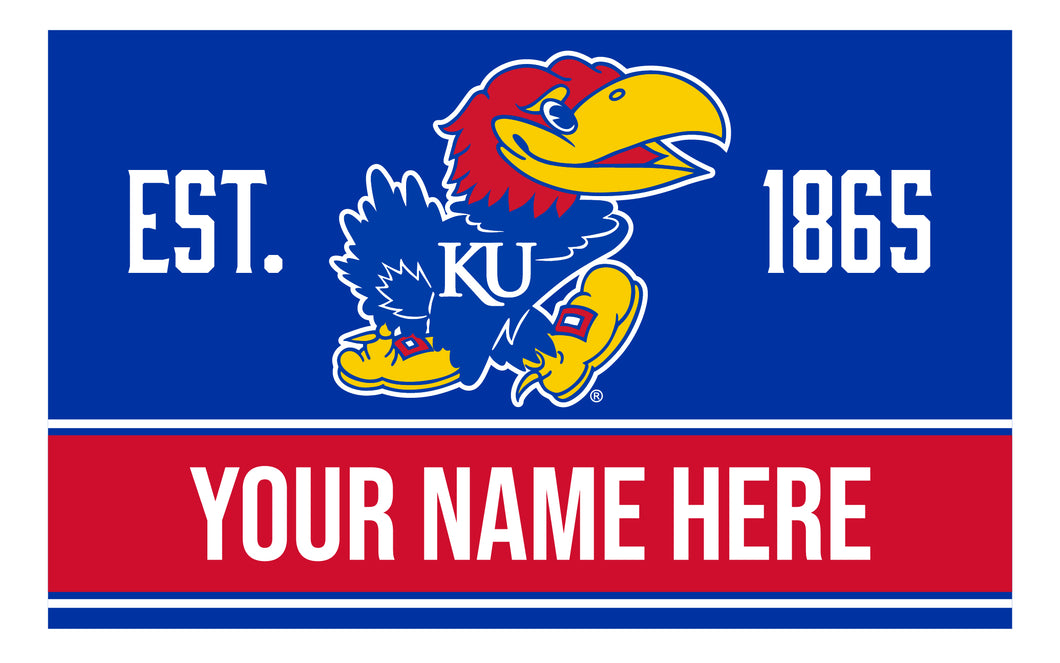 Personalized Customizable Kansas Jayhawks Wood Sign with Frame Custom Name