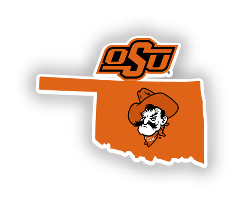 Oklahoma State Cowboys 4-Inch State Shape NCAA Vinyl Decal Sticker for Fans, Students, and Alumni