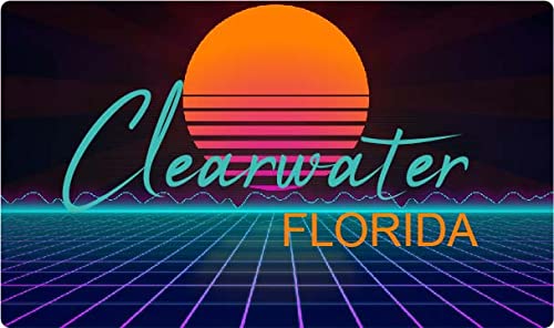 Clearwater Florida 4 X 2.25-Inch Fridge Magnet Retro Neon Design