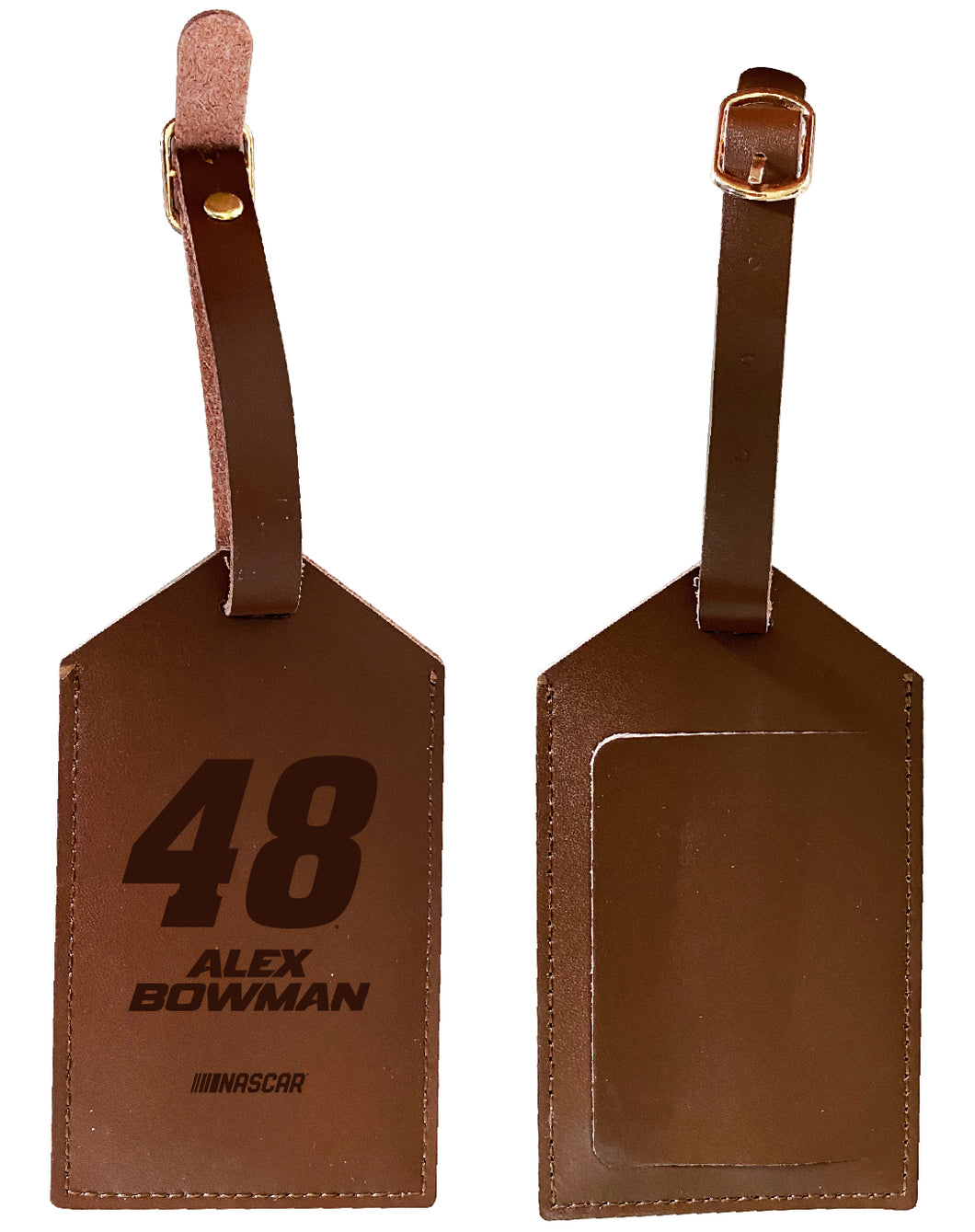 Nascar #48 Alex Bowman Leather Luggage Tag Engraved
