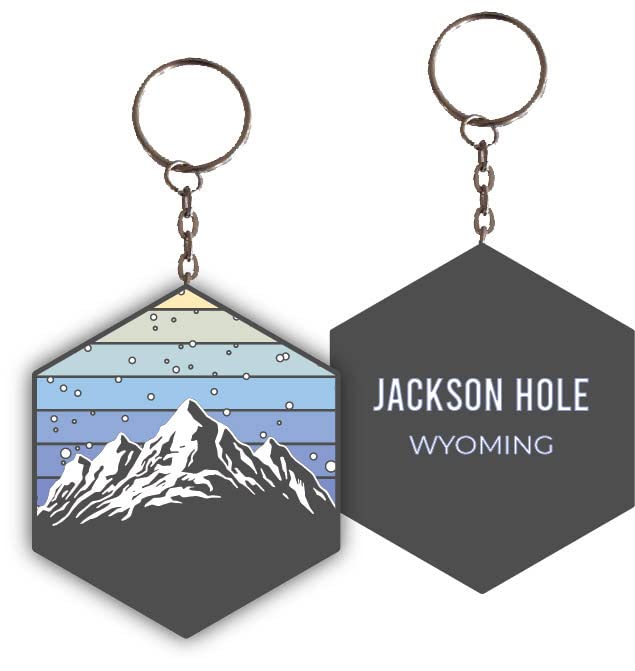 Jackson Hole Wyoming Ski Snowboard Winter Adventures Metal Keychain
