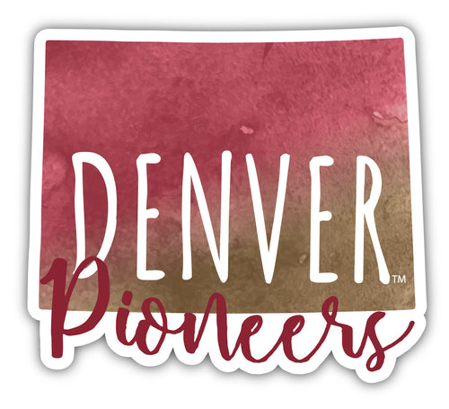 University of Denver Pioneers 2-Inch on one of its sides Watercolor Design NCAA Durable School Spirit Vinyl Decal Sticker