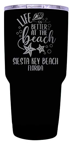 Siesta Key Beach Florida Souvenir Laser Engraved 24 Oz Insulated Stainless Steel Tumbler Black.