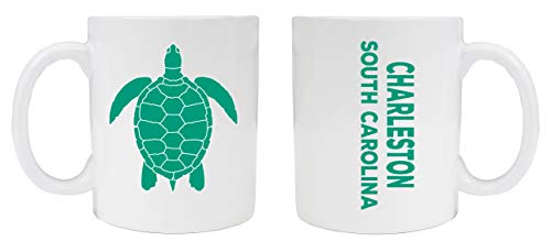 Charleston South Carolina Souvenir White Ceramic Coffee Mug 2 Pack Turtle Design