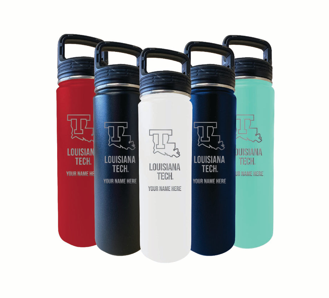Louisiana Tech Bulldogs Custom College Etched 32 oz Stainless Steel Water Bottle Tumbler 