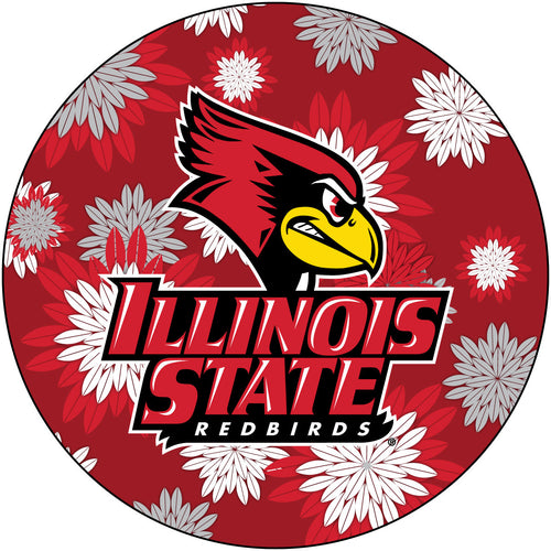Illinois State Redbirds Round 4-Inch NCAA Floral Love Vinyl Sticker - Blossoming School Spirit Decal