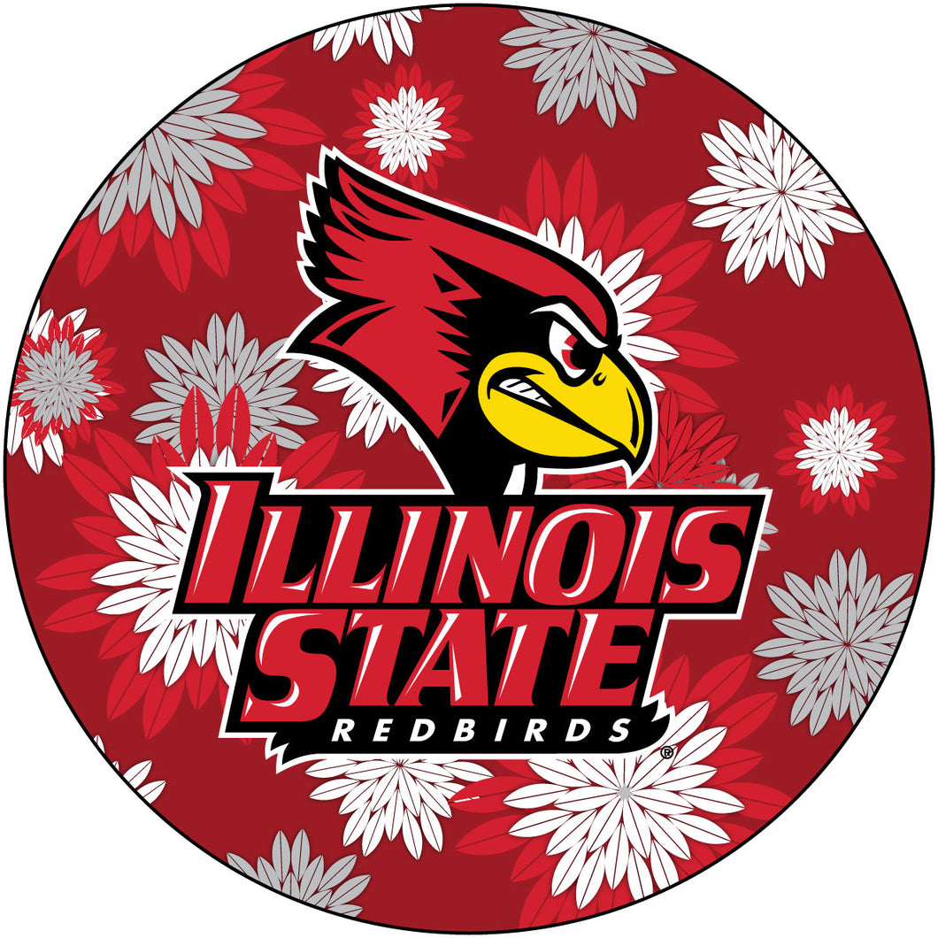 Illinois State Redbirds Round 4-Inch NCAA Floral Love Vinyl Sticker - Blossoming School Spirit Decal