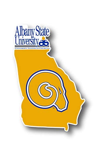 Albany State University 4-Inch State Shape NCAA Vinyl Decal Sticker for Fans, Students, and Alumni