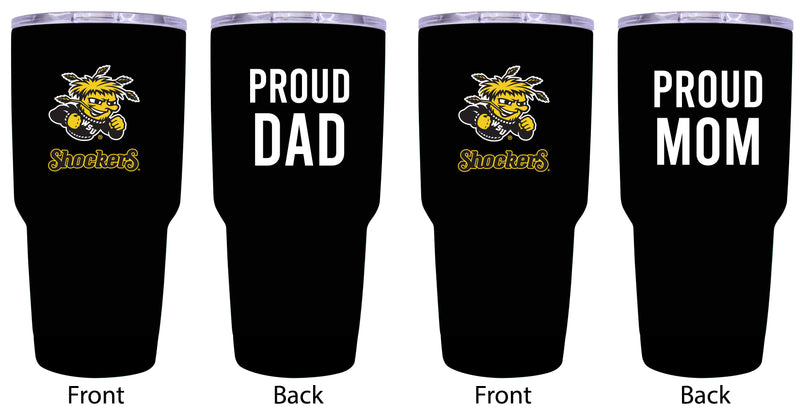 Wichita State Shockers Proud Parent 24 oz Insulated Tumblers Set - Black, Mom & Dad Edition