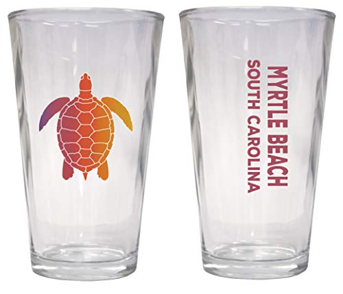 Myrtle Beach South Carolina Souvenir 16 oz Pint Glass Turtle Design