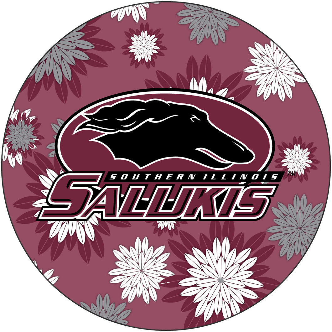 Southern Illinois Salukis NCAA Collegiate Trendy Floral Flower Fashion Pattern 4 Inch Round Decal Sticker