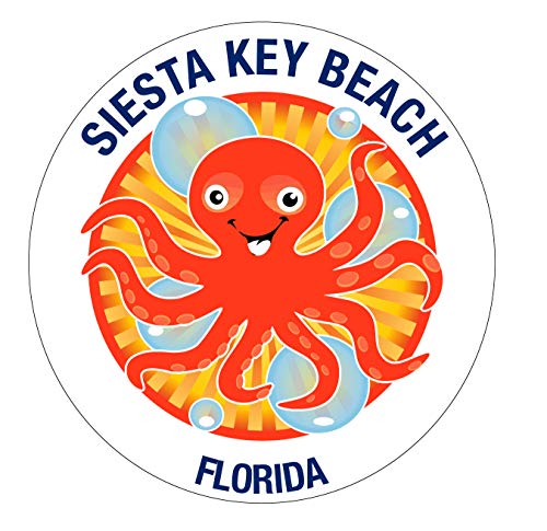 Siesta Key Beach Florida Souvenir 4 Inch Vinyl Decal Sticker Octopus Design