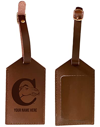Campbell University Fighting Camels Leather Luggage Tag Engraved - Custom Name