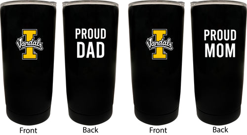 Idaho Vandals NCAA Insulated Tumbler - 16oz Stainless Steel Travel Mug Proud Mom and Dad Design Black