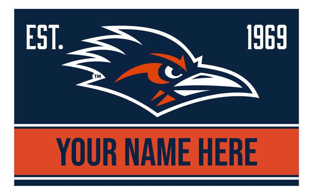 Personalized Customizable UTSA Road Runners Wood Sign with Frame Custom Name