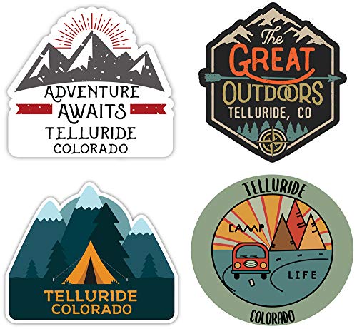 Telluride Colorado Souvenir 4-Inch Each Vinyl Decal Sticker 4-Pack