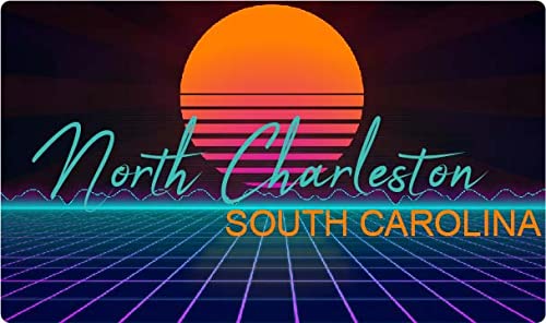 North Charleston South Carolina 4 X 2.25-Inch Fridge Magnet Retro Neon Design