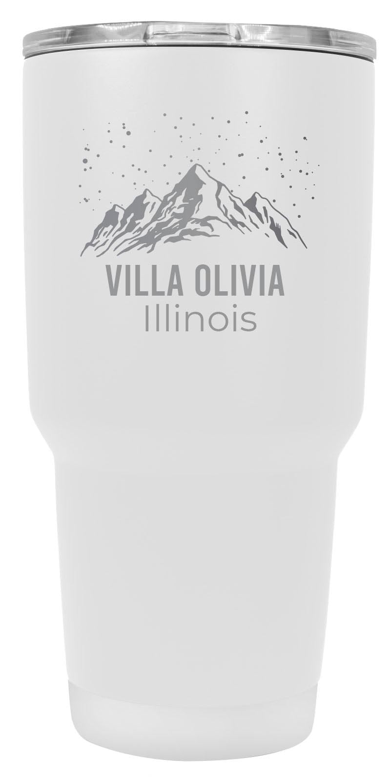 Villa Olivia Illinois Ski Snowboard Winter Souvenir Laser Engraved 24 oz Insulated Stainless Steel Tumbler