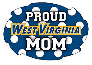 West Virginia Mountaineers 5x6-Inch Swirl Shape Proud Mom NCAA - Durable School Spirit Vinyl Decal Perfect Gift for Mom