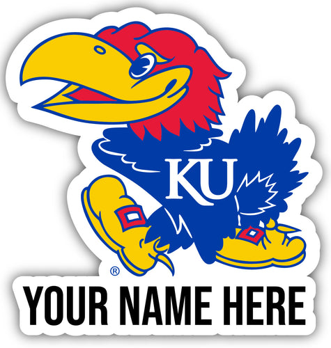 Kansas Jayhawks 9x14-Inch Mascot Logo NCAA Custom Name Vinyl Sticker - Personalize with Name