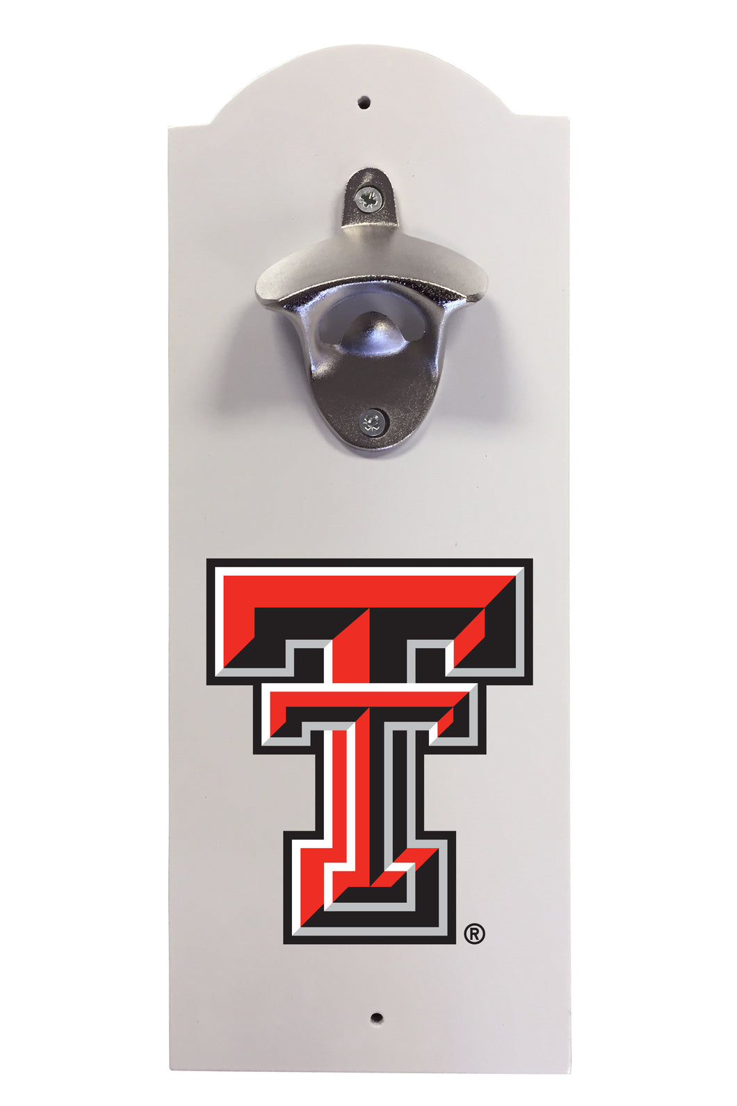 Texas Tech Red Raiders Wall-Mounted Bottle Opener – Sturdy Metal with Decorative Wood Base for Home Bars, Rec Rooms & Fan Caves