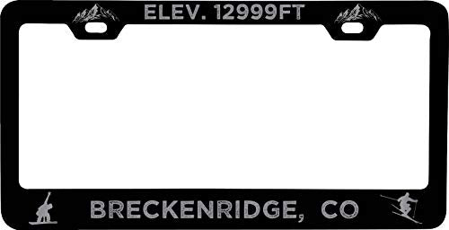 R and R Imports Breckenridge Colorado Etched Metal License Plate Frame Black