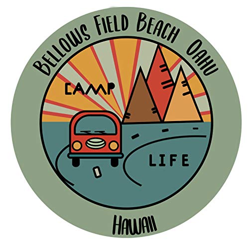 Bellows Field Beach Oahu Hawaii Souvenir 4 Inch Vinyl Decal Sticker Camping Design