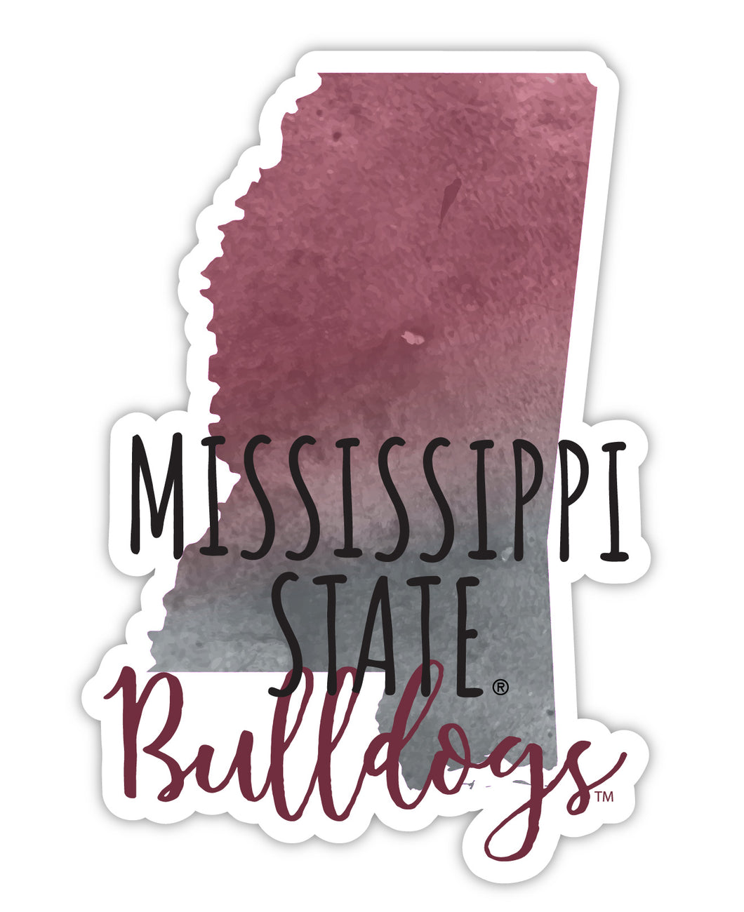 Mississippi State Bulldogs 2-Inch on one of its sides Watercolor Design NCAA Durable School Spirit Vinyl Decal Sticker