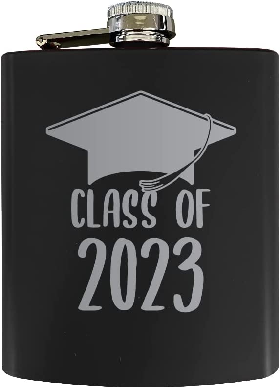 Class of 2023 Graduation Senior Grad Engraved Matte Finish Stainless Steel 7 oz Flask