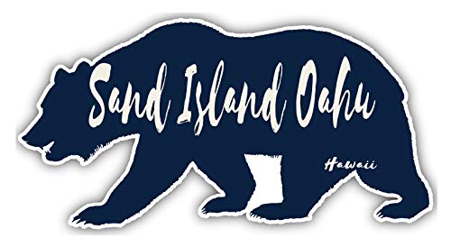 Sand Island Oahu Hawaii Souvenir 5x2.5-Inch Vinyl Decal Sticker Bear Design