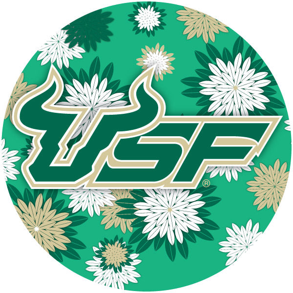 South Florida Bulls Round 4-Inch NCAA Floral Love Vinyl Sticker - Blossoming School Spirit Decal