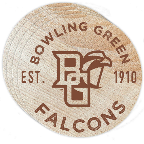 Bowling Green Falcons Officially Licensed Wood Coasters (4-Pack) - Laser Engraved, Never Fade Design