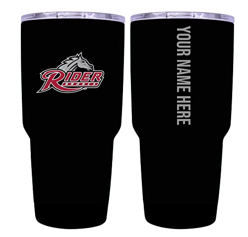 Collegiate Custom Personalized Rider University Broncs, 24 oz Insulated Stainless Steel Tumbler with Engraved Name (Black)