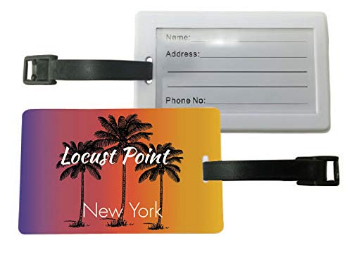 Locust Point New York Palm Tree Surfing Trendy Souvenir Travel Luggage Tag 2-Pack