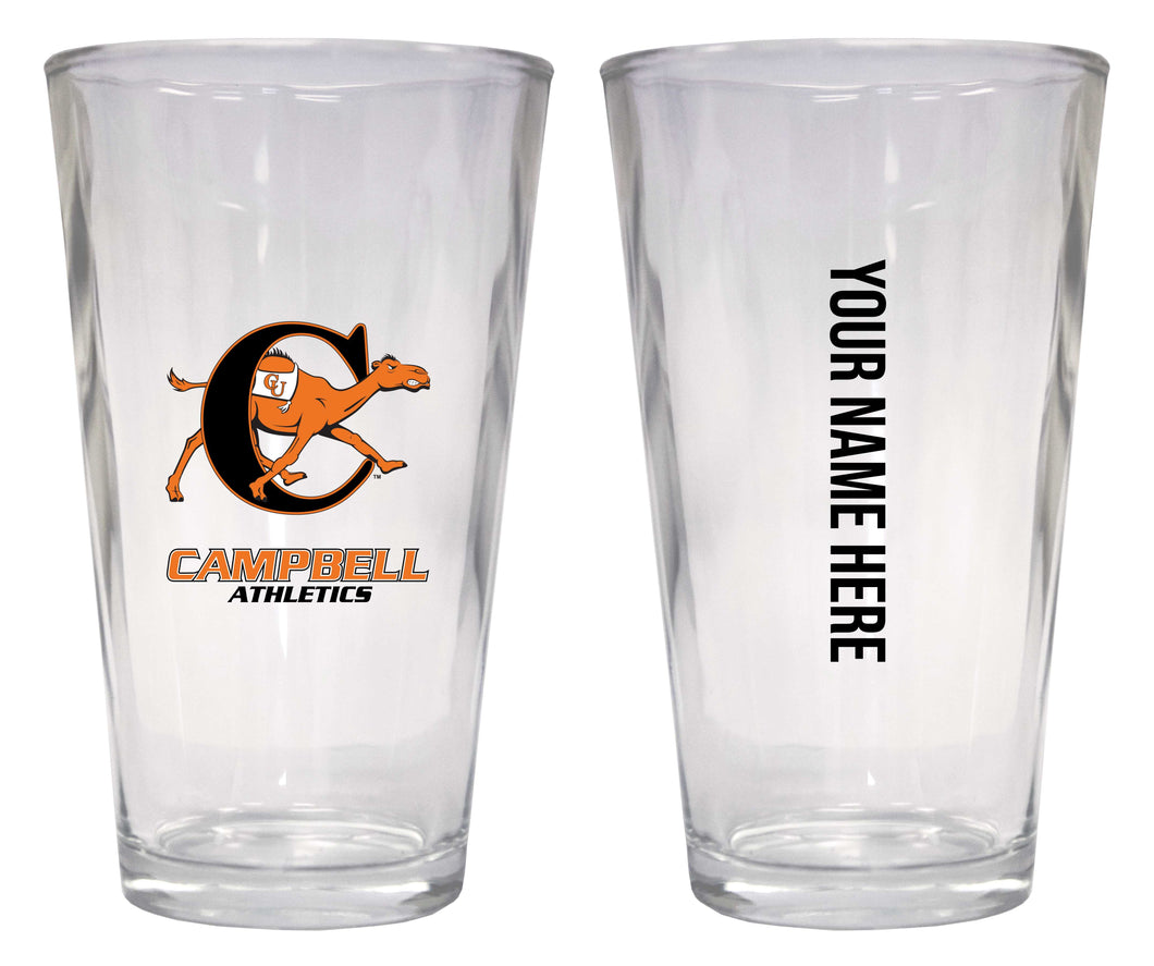 Customizable NCAA Campbell University Fighting Camels 16 oz Pint Glass – Perfect Gift Personalized With your own  or any fan name