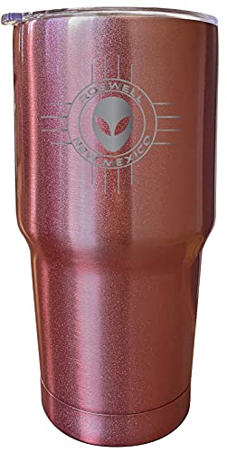 Roswell New Mexico UFO Alien I Believe Souvenir Laser Engraved 24 Oz Insulated Stainless Steel Tumbler Rose Gold