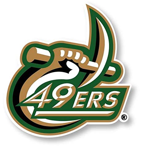 North Carolina Charlotte Forty-Niners 9x14-Inch Mascot Logo With Custom Name NCAA Vinyl Decal Sticker for Fans, Students, and Alumni