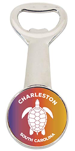 Charleston South Carolina Rainbow Turtle Design Souvenir Magnetic Bottle Opener