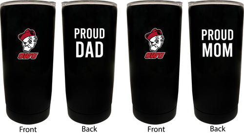 Ohio Wesleyan University NCAA Insulated Tumbler - 16oz Stainless Steel Travel Mug Proud Mom and Dad Design Black
