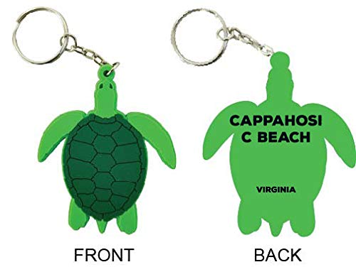 Cappahosic Beach Virginia Souvenir Green Turtle Keychain