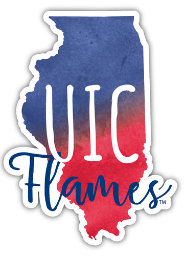University of Illinois at Chicago 2-Inch on one of its sides Watercolor Design NCAA Durable School Spirit Vinyl Decal Sticker