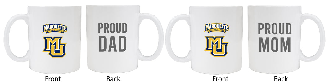 Marquette Golden Eagles Proud Mom And Dad White Ceramic Coffee Mug 2 pack (White)