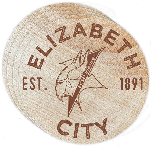 Elizabeth City State University Officially Licensed Wood Coasters (4-Pack) - Laser Engraved, Never Fade Design