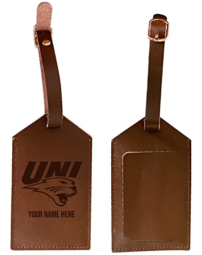 Northern Iowa Panthers Premium Leather Luggage Tag - Laser-Engraved Custom Name Option