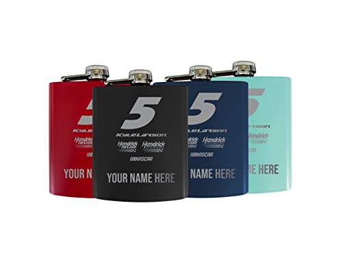 Personalized Customizable Nascar #5 Kyle Larson Matte Finish Stainless Steel 7 oz Flask Personalized with Custom Text New for 2022