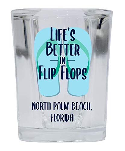 North Myrtle Beach South Carolina Souvenir 2 Ounce Square Shot Glass Flip Flop Design 4-Pack