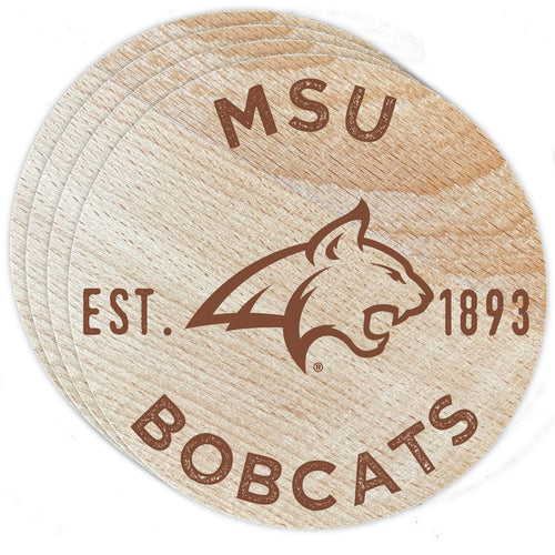 Montana State Bobcats Officially Licensed Wood Coasters (4-Pack) - Laser Engraved, Never Fade Design