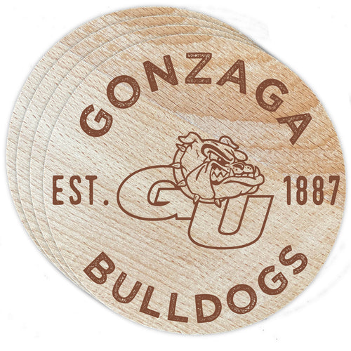 Gonzaga Bulldogs Officially Licensed Wood Coasters (4-Pack) - Laser Engraved, Never Fade Design